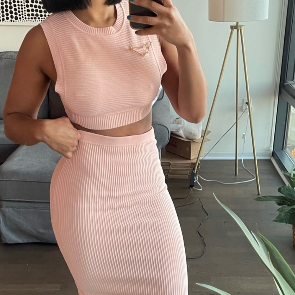 Two Piece Knit Skirt Set